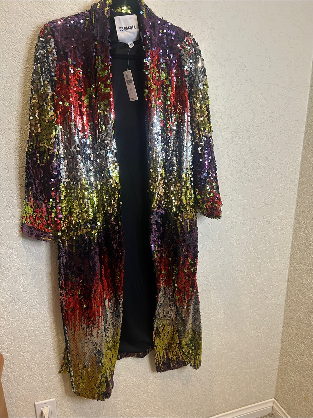 BB Dakota Rainbow Sequin Long Jacket